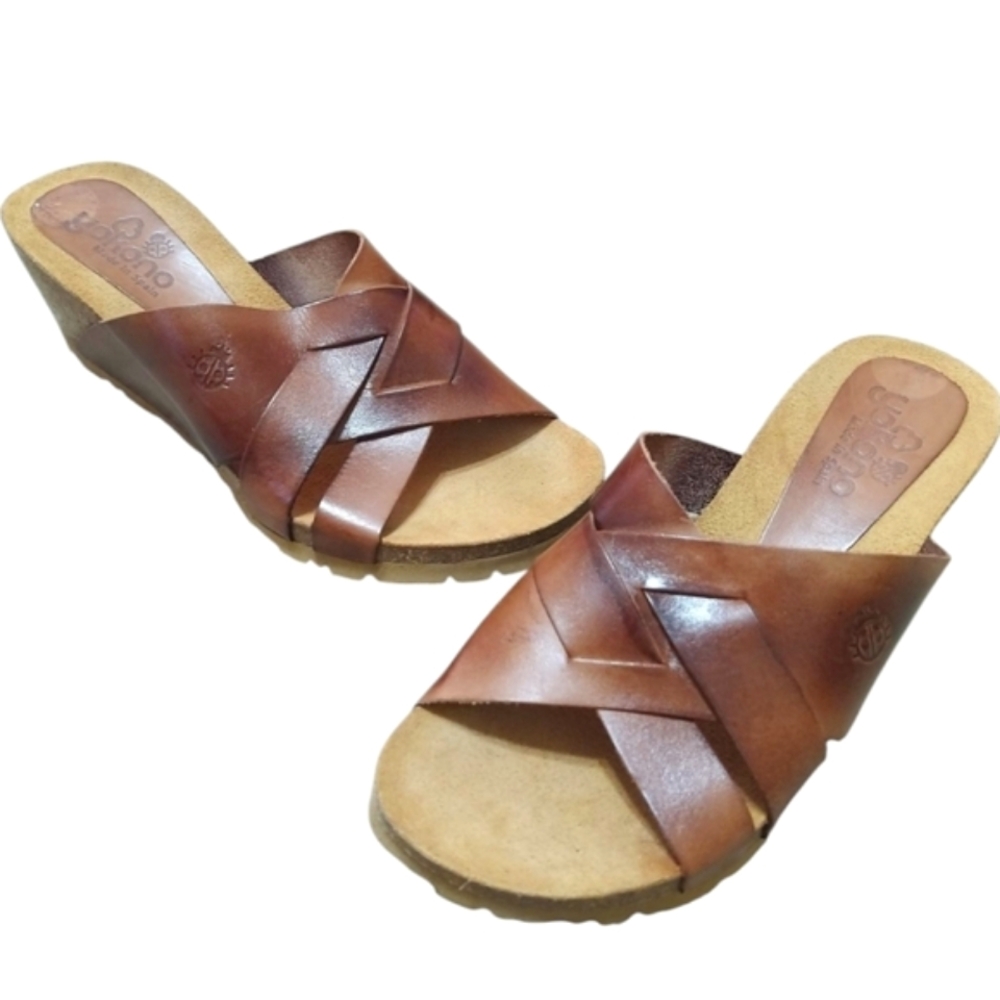 New NWOT Yokono Made In Spain Leather Wedge Sandals 7 1/2